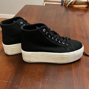 Black Canvas Platform Sneaker